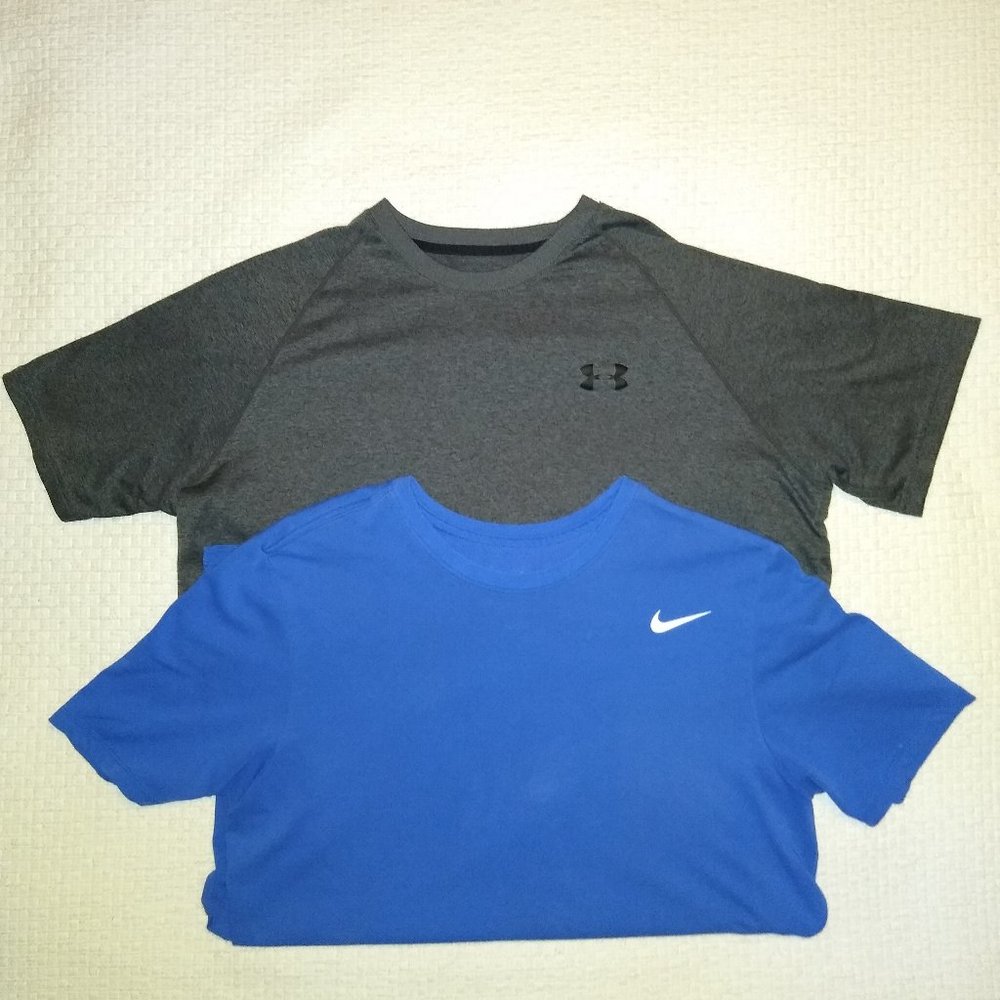 2 Men's Athletic Shirts - Nike and Under Armour